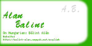 alan balint business card